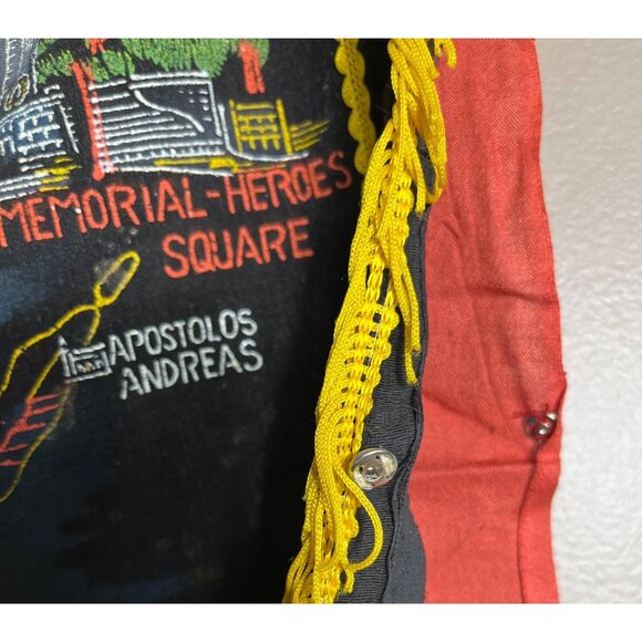 Cyprus Tapestry Pillow Cover 17" Velvet Fringe Black Travel Souvenir Wall Decor - Picture 5 of 8